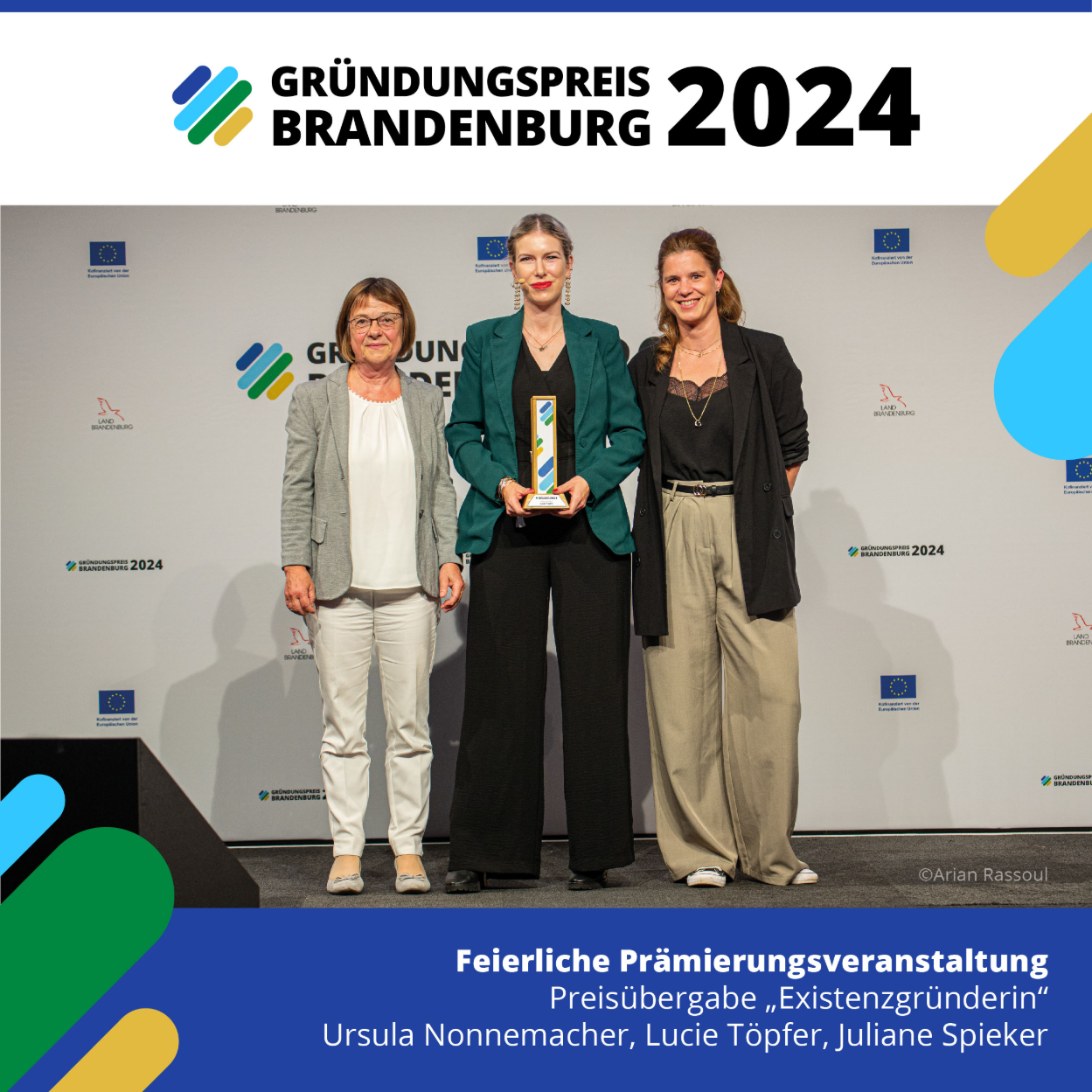Preisübergabe Gründungspreis Brandenburg 2024 an Lucie Töpfer