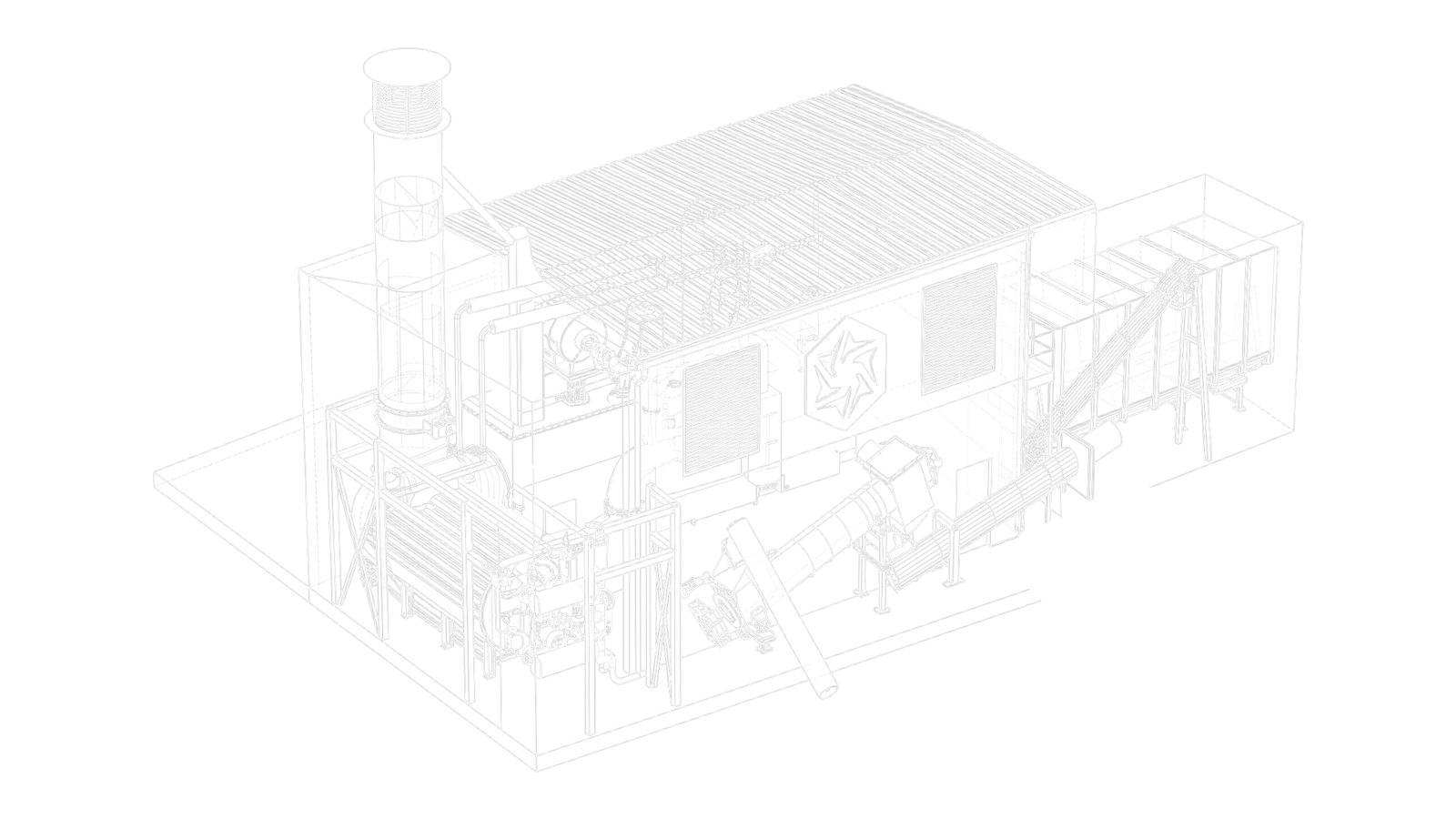 Linienzeichnung der Pyrolyseanlage Pyro-ClinX 150