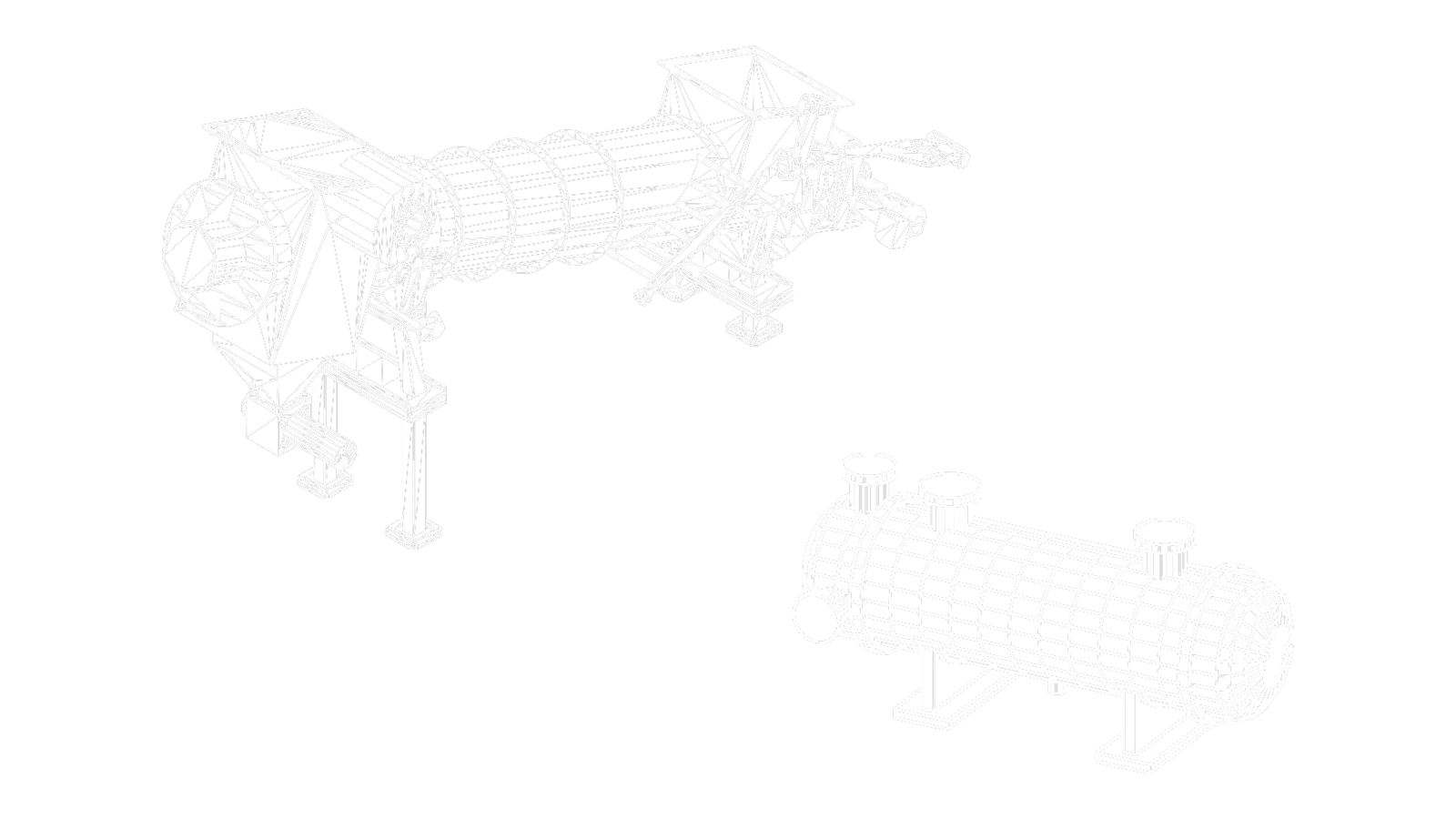 Linienzeichnung von Pyrolysereaktor und Nutzwärmetauscher der Pyro-Hex 315