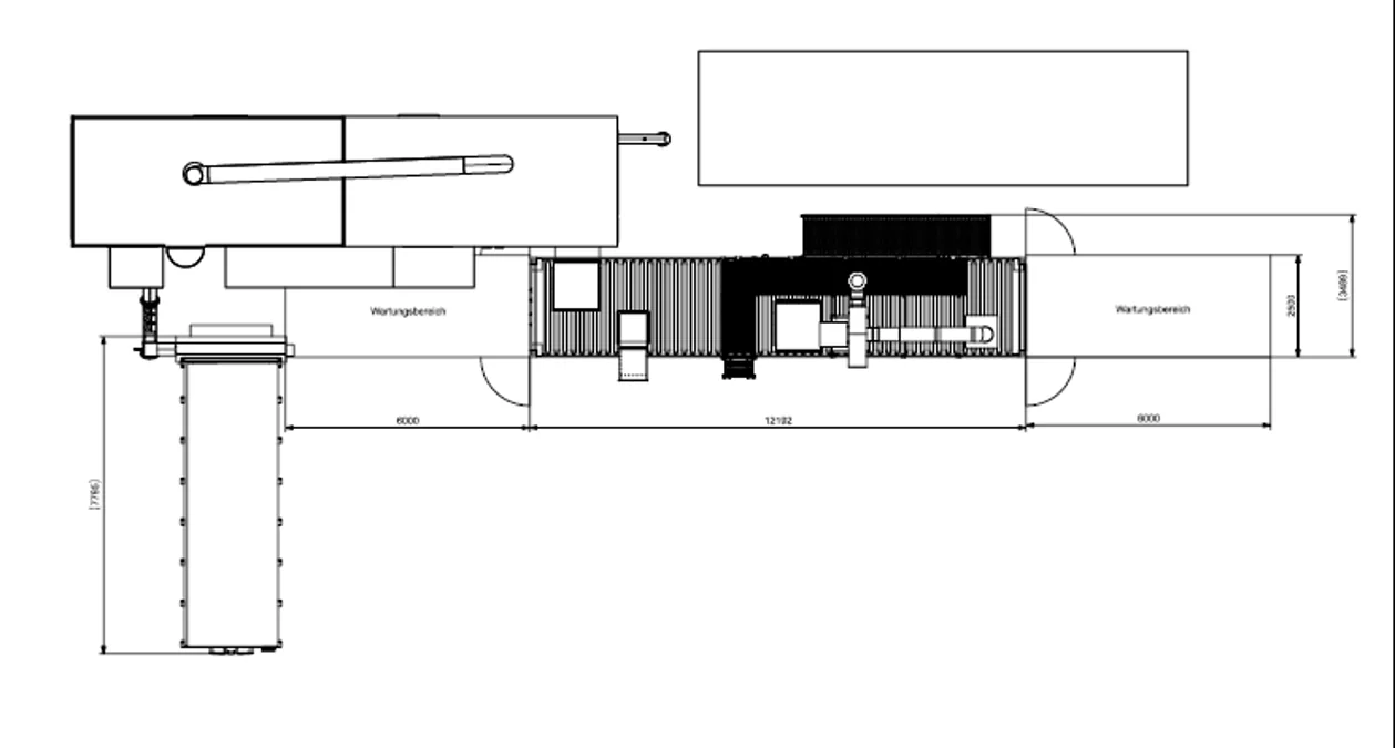 Technische Zeichnung eines Anlagenlayouts