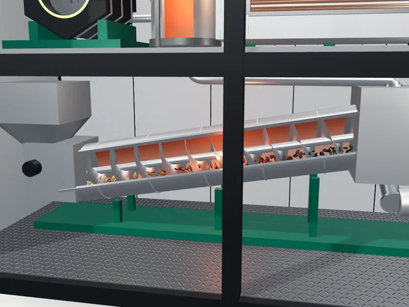 Pyrolysis reactor of the Pyro-ClinX with screw conveyor